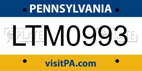 LTM0993 Pennsylvania License Plate