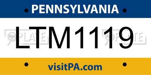 LTM1119 Pennsylvania License Plate