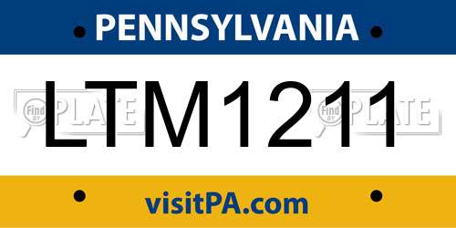 LTM1211 Pennsylvania License Plate