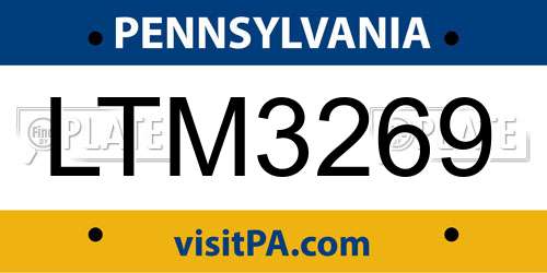 LTM3269 Pennsylvania License Plate
