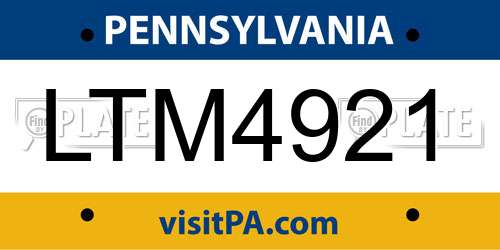 LTM4921 Pennsylvania License Plate