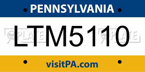 LTM5110 Pennsylvania License Plate