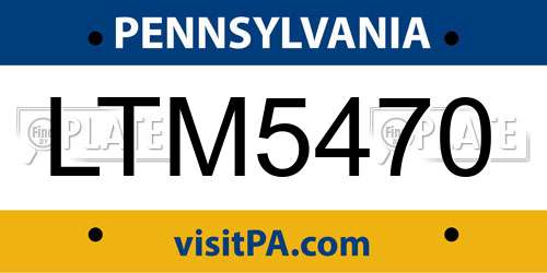 LTM5470 Pennsylvania License Plate