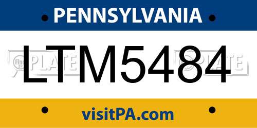 LTM5484 Pennsylvania License Plate