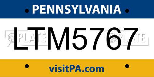 LTM5767 Pennsylvania License Plate