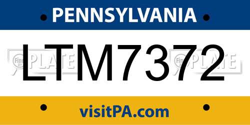 LTM7372 Pennsylvania License Plate