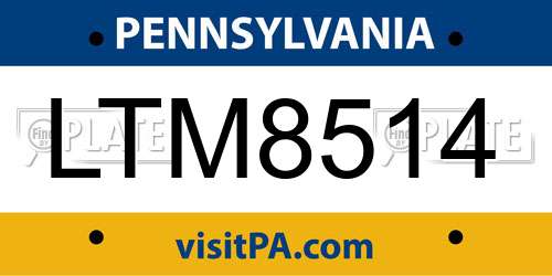 LTM8514 Pennsylvania License Plate