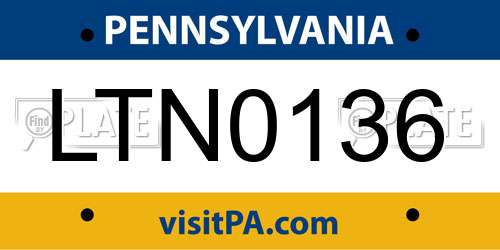 LTN0136 Pennsylvania License Plate