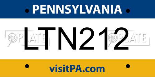 LTN212 Pennsylvania License Plate