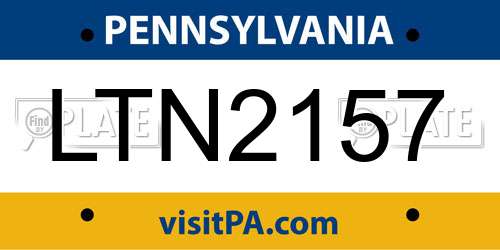 LTN2157 Pennsylvania License Plate