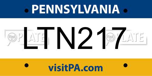 LTN217 Pennsylvania License Plate