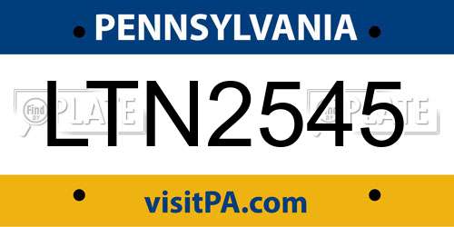 LTN2545 Pennsylvania License Plate