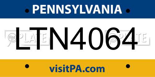 LTN4064 Pennsylvania License Plate