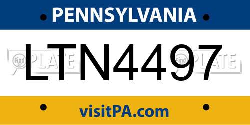 LTN4497 Pennsylvania License Plate