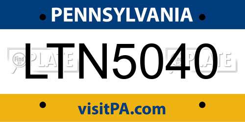 LTN5040 Pennsylvania License Plate