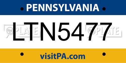 LTN5477 Pennsylvania License Plate