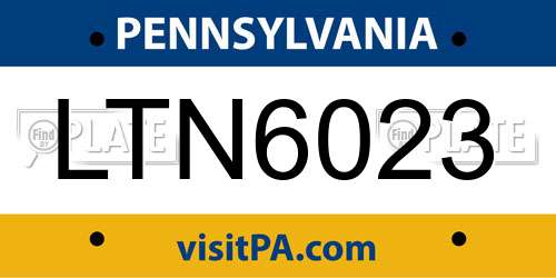 LTN6023 Pennsylvania License Plate