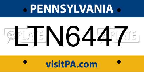 LTN6447 Pennsylvania License Plate