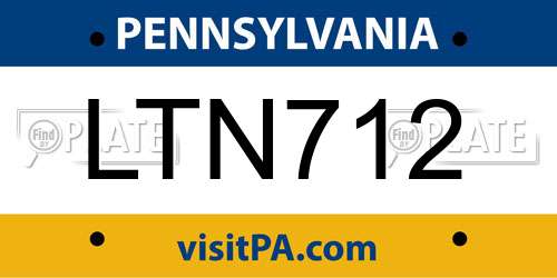 LTN712 Pennsylvania License Plate