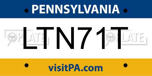 LTN71T Pennsylvania License Plate