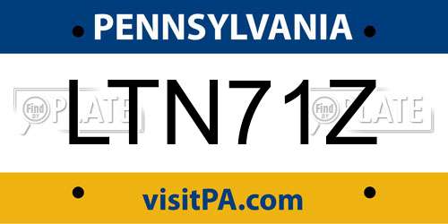 LTN71Z Pennsylvania License Plate