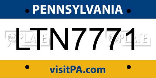 LTN7771 Pennsylvania License Plate