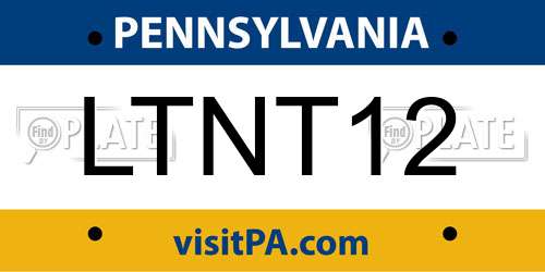 LTNT12 Pennsylvania License Plate