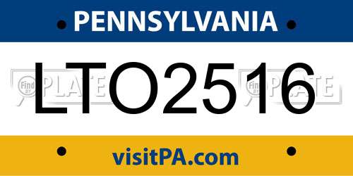 LTO2516 Pennsylvania License Plate
