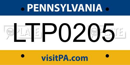 LTP0205 Pennsylvania License Plate