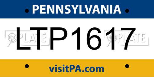 LTP1617 Pennsylvania License Plate