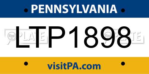 LTP1898 Pennsylvania License Plate