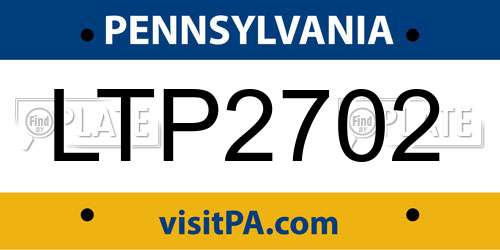 LTP2702 Pennsylvania License Plate
