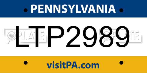 LTP2989 Pennsylvania License Plate