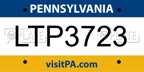 LTP3723 Pennsylvania License Plate