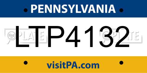 LTP4132 Pennsylvania License Plate