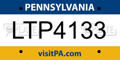 LTP4133 Pennsylvania License Plate