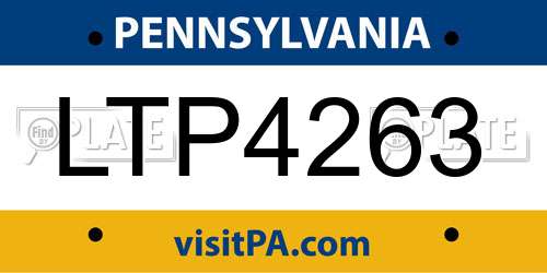 LTP4263 Pennsylvania License Plate