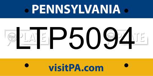 LTP5094 Pennsylvania License Plate