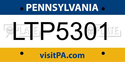 LTP5301 Pennsylvania License Plate