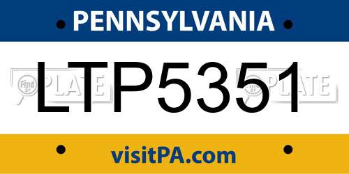 LTP5351 Pennsylvania License Plate