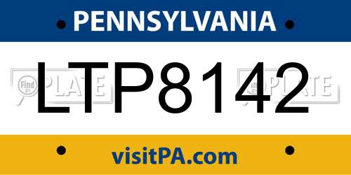 LTP8142 Pennsylvania License Plate