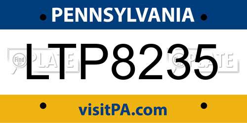 LTP8235 Pennsylvania License Plate