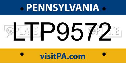 LTP9572 Pennsylvania License Plate