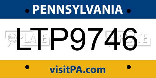 LTP9746 Pennsylvania License Plate