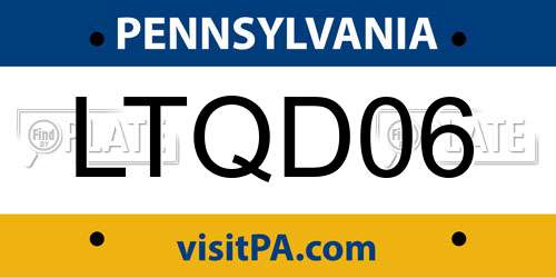 LTQD06 Pennsylvania License Plate