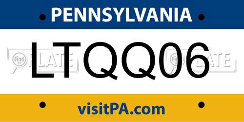 LTQQ06 Pennsylvania License Plate