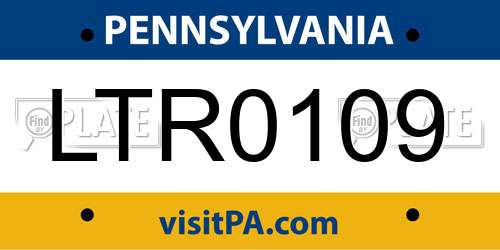 LTR0109 Pennsylvania License Plate