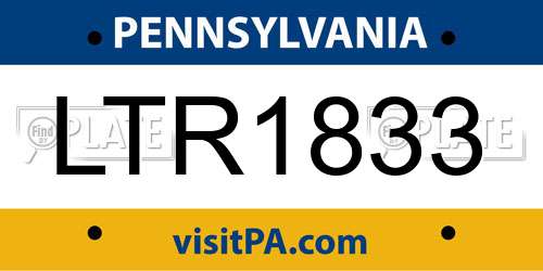 LTR1833 Pennsylvania License Plate