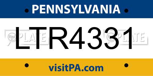 LTR4331 Pennsylvania License Plate