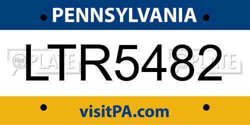 LTR5482 Pennsylvania License Plate